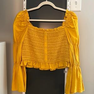Lost + Wander Yellow Crop Top Size Medium
